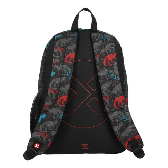 Mochila Xtrem Logan Black Dino Negra Color Gris oscuro Diseño de la tela Liso