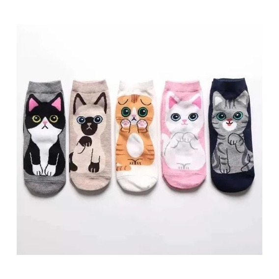 12 Pares De Medias Tobilleras Orejitas Animalitos Mujer 