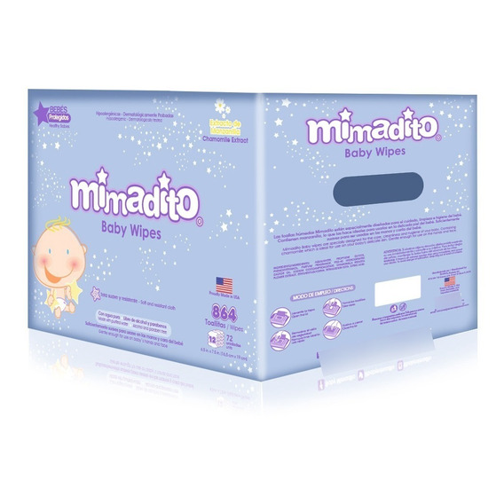 Caja 12 Toallas Húmedas Para Bebe Premium Mimadito X72