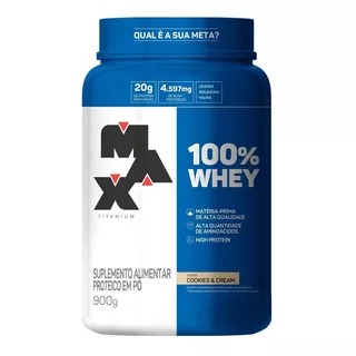 Suplemento Em Pó Max Titanium 100% Whey Proteínas 100% Whey Sabor Cookies & Cream Em Pote De 900g