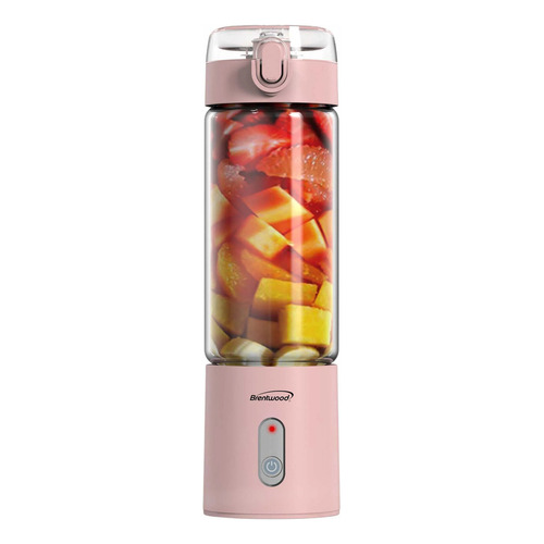 Licuadora Portatil De Vidrio 570ml Recargable Usb Brentwood Color Rosa