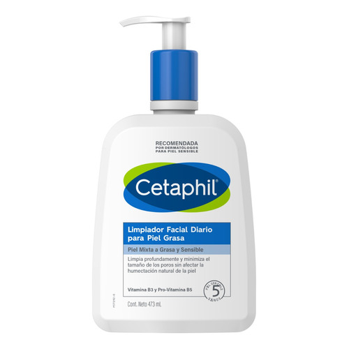 Limpiador Facial Diario Cetaphil Para Piel Grasa 473 Ml Día Noche