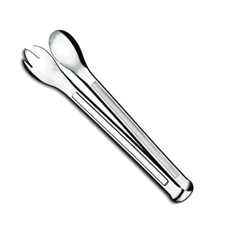 Kit Com 10 Pegador De Salada Multiuso Cabo Longo Em Aço Inox