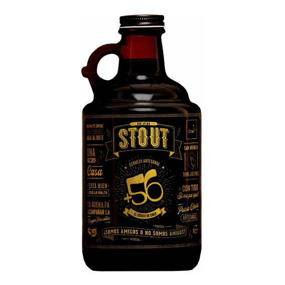 Growler Cerveza Artesanal +56 Stout  1 Litro Vidrio