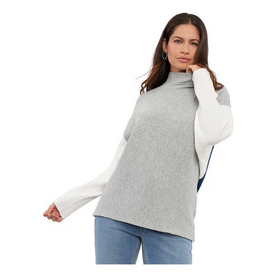 Sweater Mujer Color Block Navy Print Corona