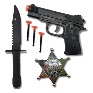 Arminha De Brinquedo Pistola Lança Dardos Distintivo Policia