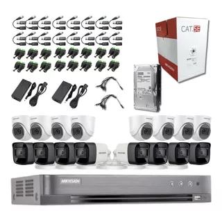 Kit 16 Camaras Full Hd 1080p 2mp/ Hikvision Con Disco 2tb