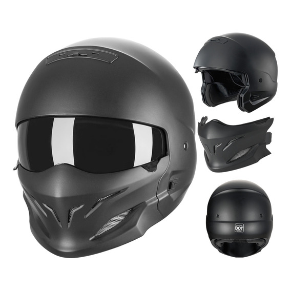 Cascos Para Moto Multi-modular Scorpion 3 En 1 Chopper Certificación Dot 368 Negro Mate Talla L