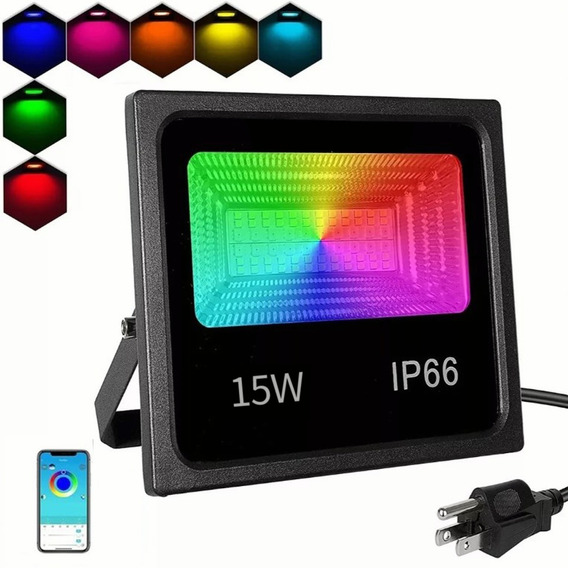 Reflector Led Rgb 15w Luses Led De Colores Exterior Ip66 