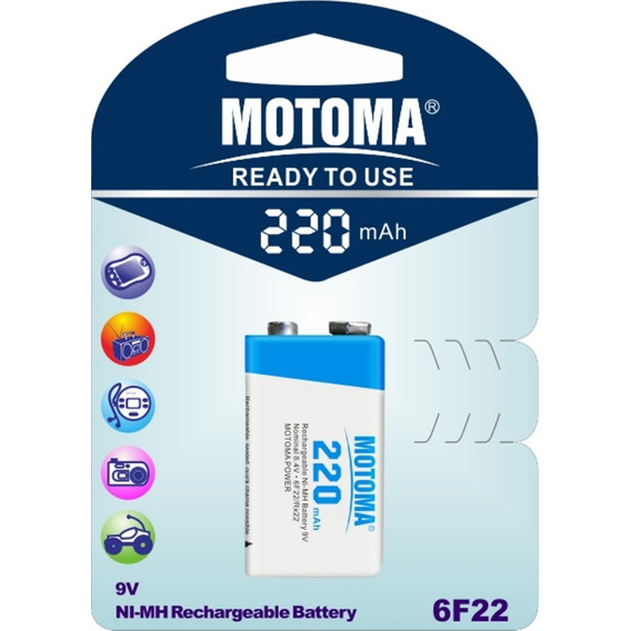 Bateria Recargable 9v 220mah Reales Motoma Ni-mh San Martin