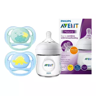 Mamadera Avent Natural 125ml + 2 Chupetes Avent Ultra Air