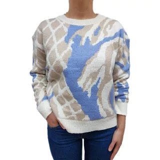 Sweater Estampado Lana Mohair Abrigo