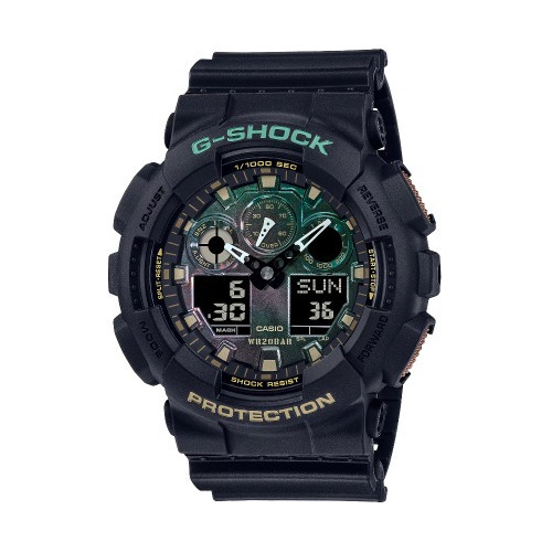 Reloj Casio G-shock Ga-100rc-1adr Color de la correa Negro Color del bisel Negro Color del fondo Verde, cobre