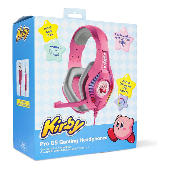 Pro G5 Kirby Headphones Luz Rgb Color Rosa Chicle