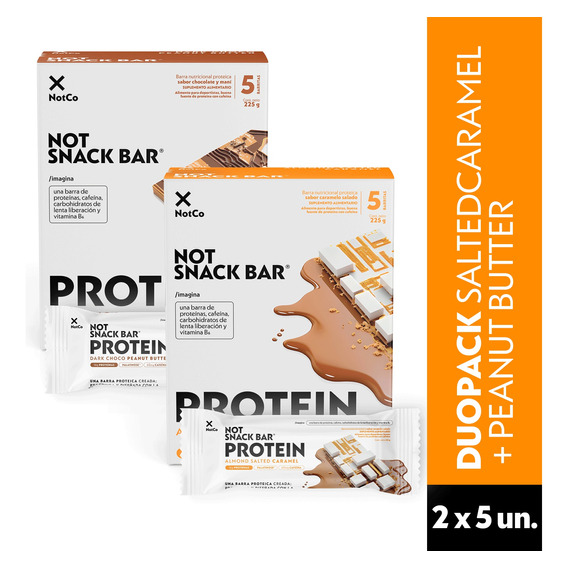 Pack Barra De Proteína Notsnack  Bar  Peanut+caramel 5unx2