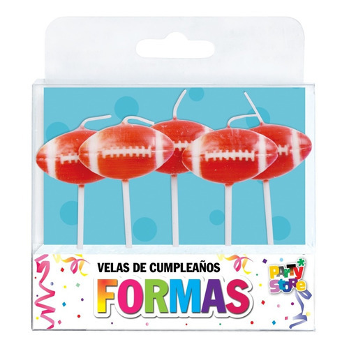 Party Store- Velas Formas Set Pelota De Rugby X 5 Cumpleaños