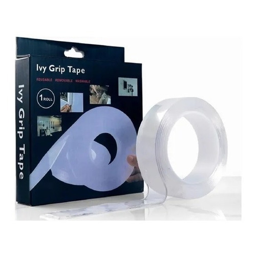 Cinta Doble Contacto Transparente 3 Metros Ivy Grip Tape Color Blanco Liso Doble Faz