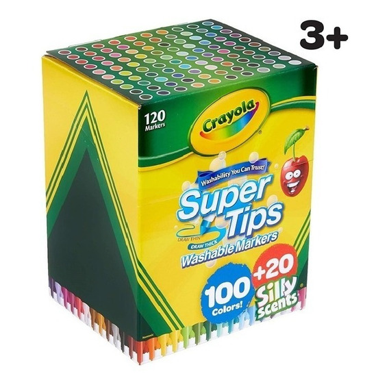 Crayola Supertips 120 Plumones Lavables - Niños Y Jóvenes