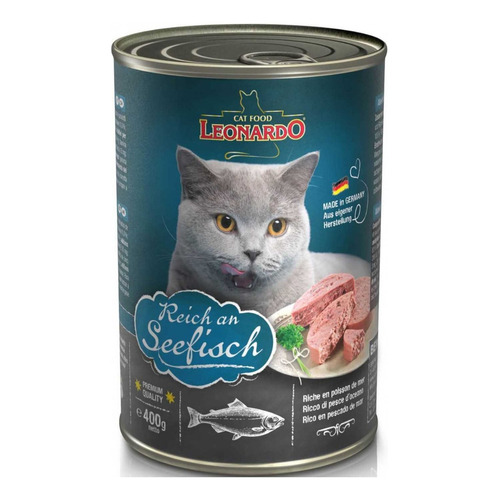 Alimento Leonardo Quality Selection para gato adulto sabor pescado en lata de 400g