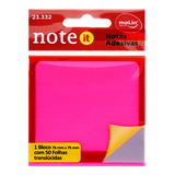 Bloco Adesivo Transparente Rosa Neon 76x76 C/50 Fls Molin