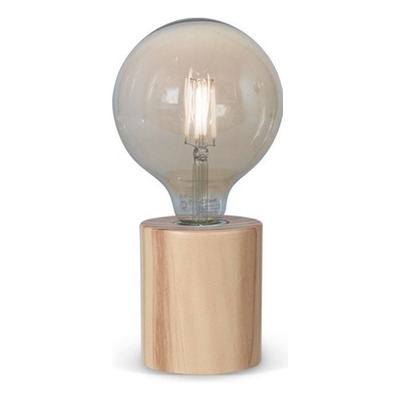 Velador Nordico Cilindrico N8 1 Luz E27 Madera Natural Madera