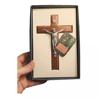 Cruz Crucifijo Madera Cristo Metal Tradicional Italy 15x10cm