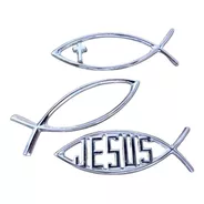 Emblema Pez Cristiano - Autoadhesivo De Metal