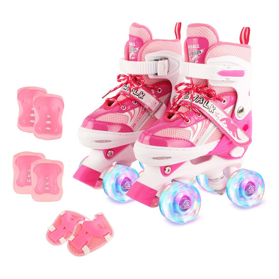 Patines De 4 Ruedas Ajustables Para Niños Y Niñas, Luces Led