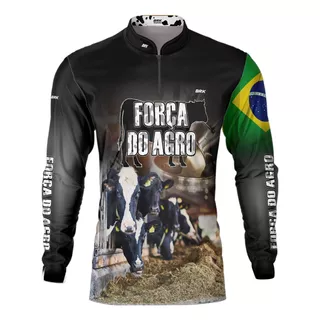 Camisa Agro Fazenda Brk Produtor De Leite Com Proteção Uv50+