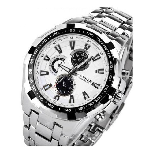 Reloj Curren 8023wt Plateado Hombre