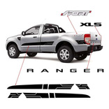 Kit Adesivos Faixa Ranger Cs Sport 2014/2016 Xls Preto