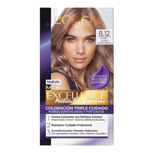 Tinte Para Cabello Excellence L'oréal Paris Tono 8.12