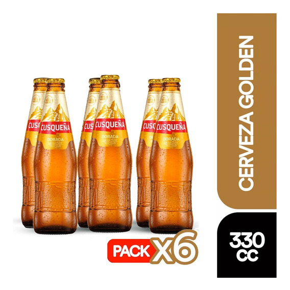 Pack 6 Cerveza Cusqueña Dorada Botella De 330cc