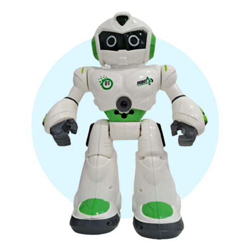 Robot Wise Star Juguete A Control Remoto Con Luz Y Sonido Color Blanco