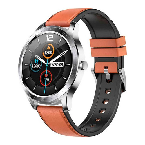 Smartwatch Colmi Sky 5 Con Correa De Cuero Marrón 1.3  Ips Plateado Blanco