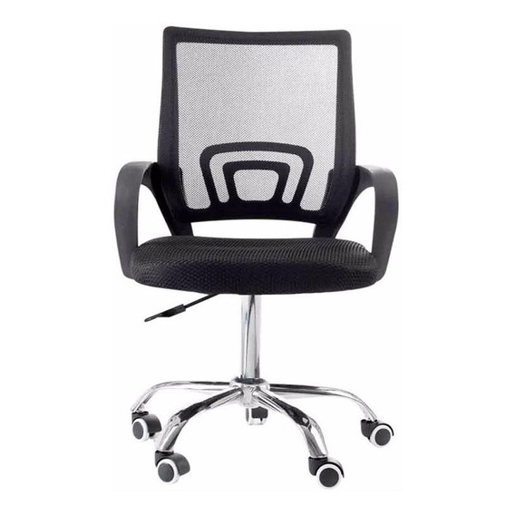 Cadeira de escritório Pctop Office Fit 1001 9050 ergonômica  preta com estofado de mesh y tecido