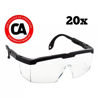 20 Óculos De Proteção Uv Segurança Epi Incolor Transparente