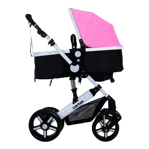 Cochecito de paseo Cartan STL500 Plus negro/rosa con chasis color blanco