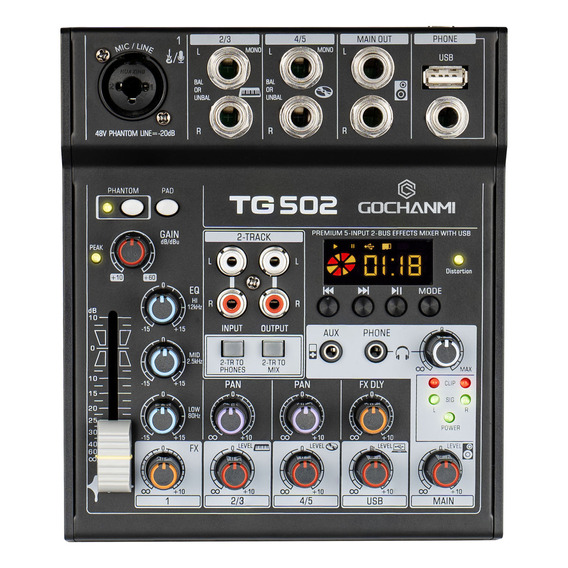 Mezclador Gc Tg502 Audio Consola De 5 Canales Tarjeta Audio