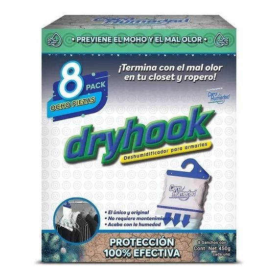 Dryhook Absorbente Humedad 8 Bolsas De Gancho Closet