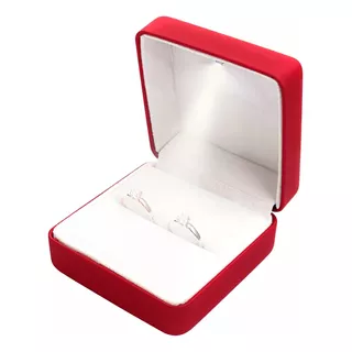 Estuche Rojo Para Argollas Con Luz Led Matrimonial Boda