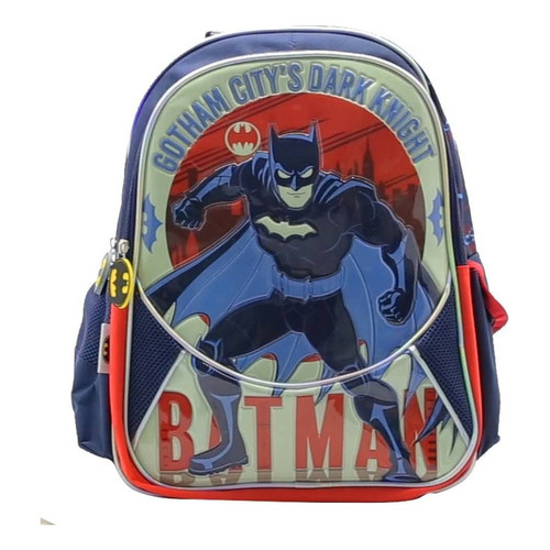 Mochila Escolar Dc Liga De La Justicia Batman Color Azul Diseño de la tela Liso