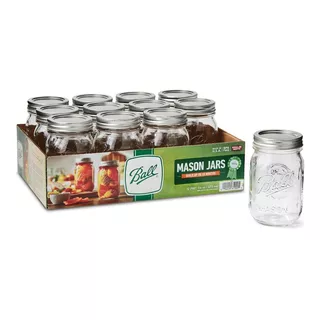 Frasco Mason Jar Ball 16oz Vaso Vidrio Tarro Bebida 12 Pack