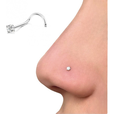 Piercing Nariz Prata 925 Nostril Ponto Luz Zirconia 2mm Cor Prateado