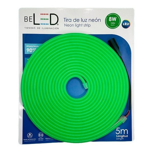 Tira Led Neon Flex 5m 12v Alto Brillo Decorativa Ip66 Verde