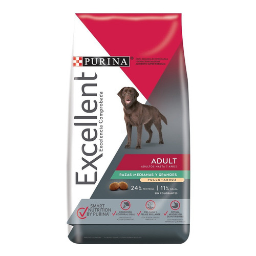 Alimento Excellent Adult para perro adulto de raza  mediana y grande sabor pollo y arroz en bolsa de 20kg