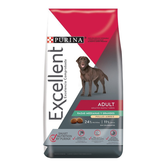 Alimento Excellent Adult para perro adulto de raza mediana y grande sabor pollo y arroz en bolsa de 22 kg