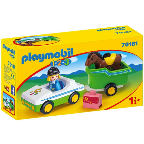 Playmobil 1.2.3 Coche Con Remolque De Caballo Oferta