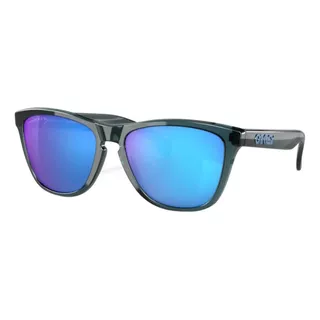 Óculos De Sol Polarizados Oakley Frogskins Standard Armação De O Matter Cor Crystal Black, Lente Sapphire De Plutonite Prizm, Haste Crystal Black De O Matter - Oo9013