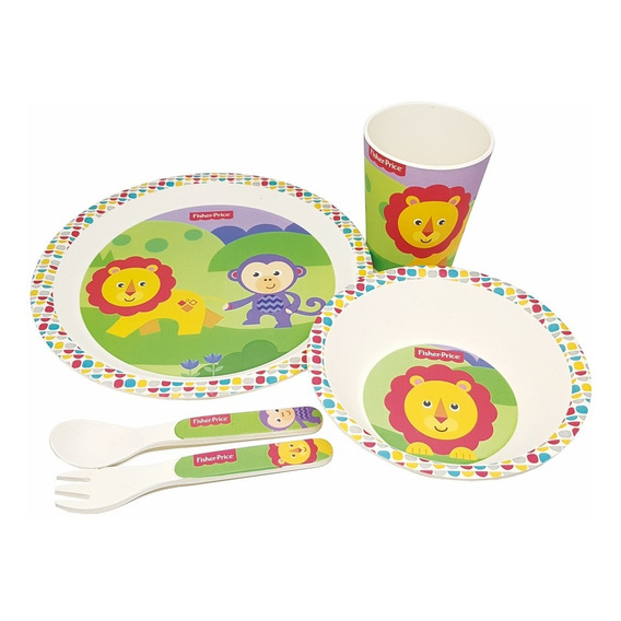 Set De Alimentación Fisher Price Bambú Ecológico 5 Piezas